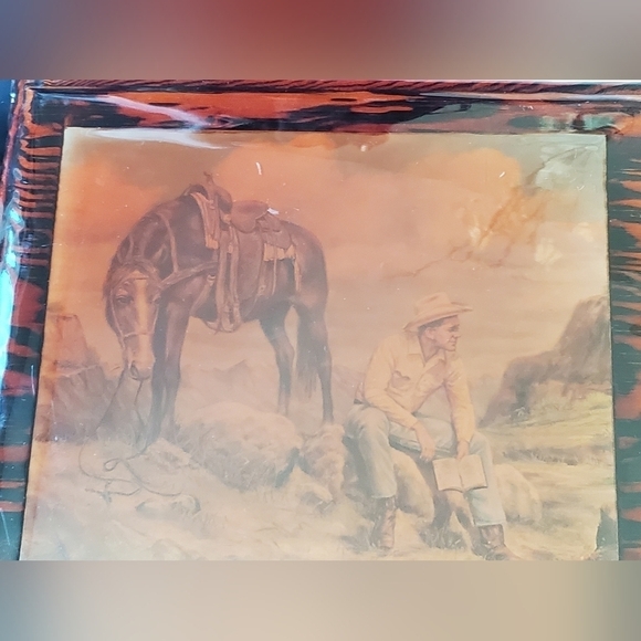 Glossy wood cowboy and horse art - Picture 1 of 6